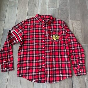 NWT NHL Chicago Blackhawks Red Plaid Men's Shirt Sz M